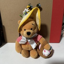 Disney Store Easter Bonnet Pooh Bear Mini Bean Bag Plush Winnie The Pooh W/Tags