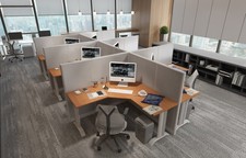 5x5 Cubicles- 54 H- 6 MAN PACKED L Shape Fully Fabric Office Workstations