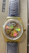 Swatch Automatic Holographic Gold Dial Roman Numerals Watch Box