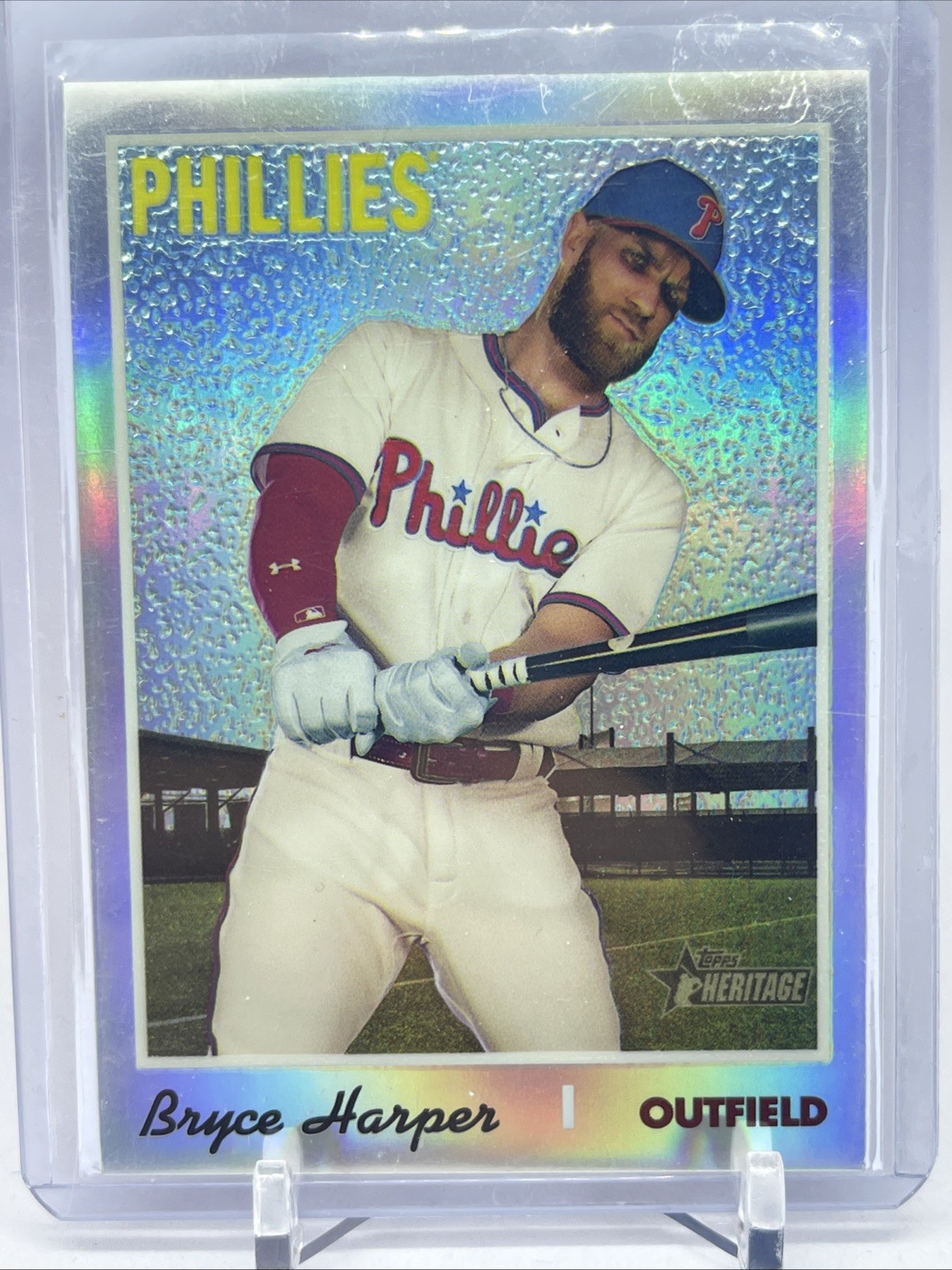 2019 Topps Heritage Chrome Refractor #THC-534 Bryce Harper #563/569 Phillies