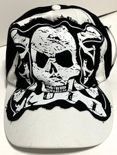 SKULL Adult Adjustable White Black Snapback Cap Hat 20 Ten Headwear NEW TAG