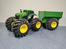 TOMY John Deere Kids Monster Treads Toy Tractor with Wagon and Lights & Sounds