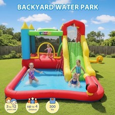 Aufblasbare Wasserrutsche Hüpfburg für Kinder, 2-in-1 VerbindbareAufblasbare