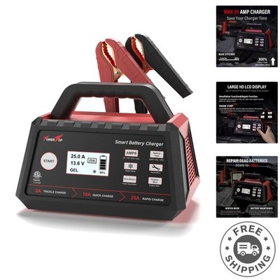 Fully Automatic 12V Car Battery Charger - Ideal for AGM, Gel, and Deep Cycle