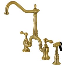 Kingston Brass KS7757ALBS English Country Bridge Kitchen Faucet Brushed Brass