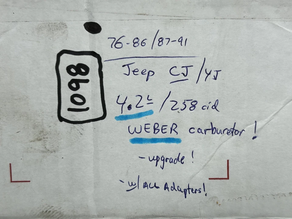 Carburador con acoplamiento 76-90 Jeep CJ YJ Wrangler 4,2 L 258 - Weber K551-M 32/36 Foto 2 de 4
