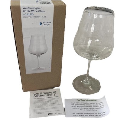Calix White Wine Glass 0.4cl - White Purity Flower Of Life Lead Free Mouth Blown