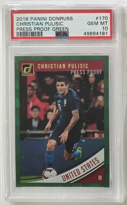 2018 Panini Donruss Christian Pulisic Press Proof Green #170 PSA 10 