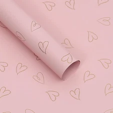20 Sheet Solid Color Heart Wrapping Paper - Waterproof Floral Bouquet Wrapping P
