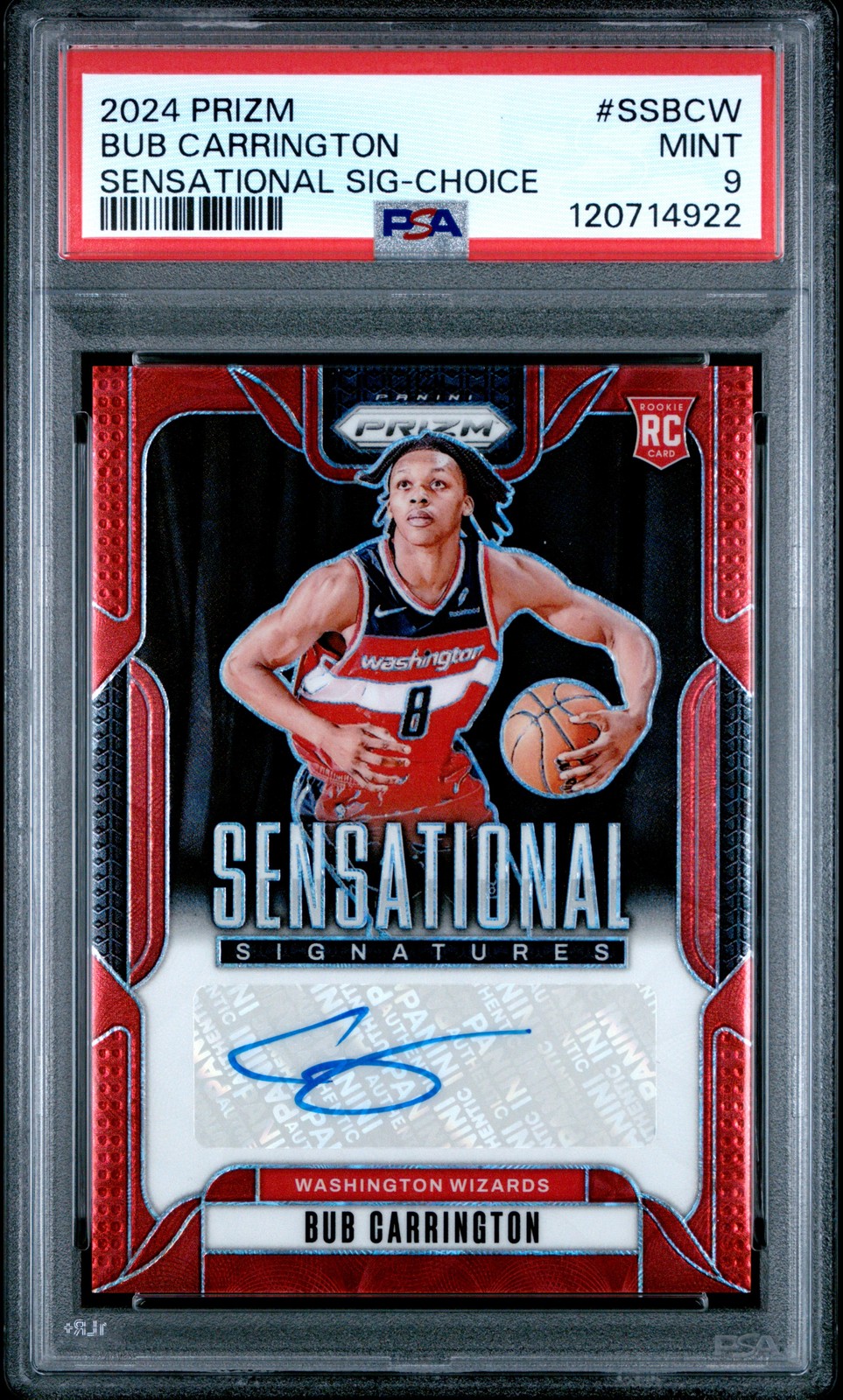 2024 PANINI PRIZM SENSATIONAL SIGNATURES CHOICE #SSBCW BUB CARRINGTON AUTO PSA 9
