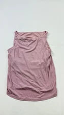 Klassy Network Tank Top Womens Large Pink Ribbed Built In Bra Sleeveless Cami