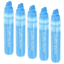 5 Pcs Graffiti Markers, 15mm Blue Poster Markers Thick Acrylic Paint Pen