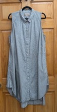 Philosophy Women Dress Size 2X Sleeveless Side Pockets Strips Button Front