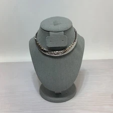 Napier Retro Hammered Silver Tone Choker Necklace Statement Bib