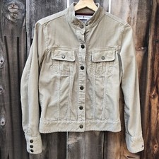 VTG Tommy Hilfiger Womans Medium Corduroy Jacket Snap Button Beige runs Small