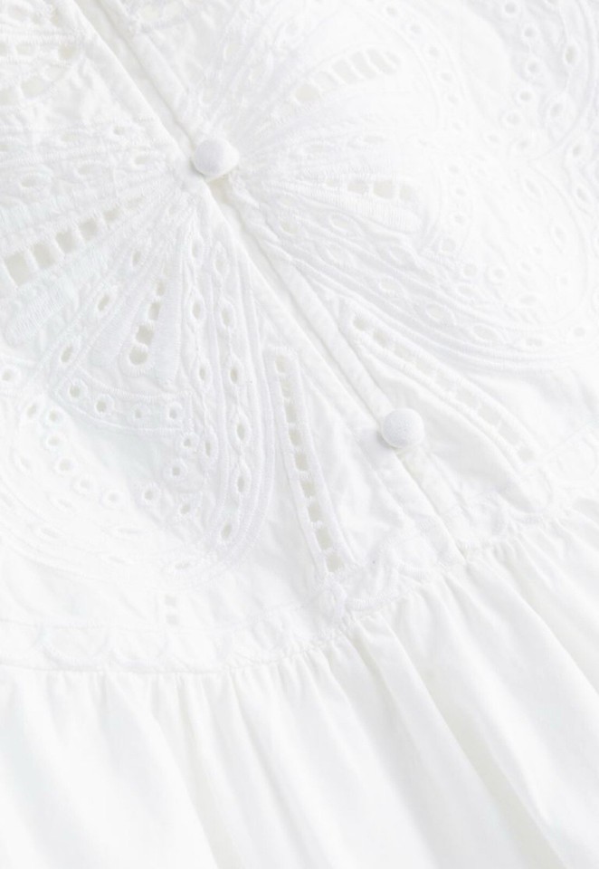 H&M White Broderie Anglais Blouse Size Large eBay