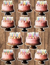 Pink Birthday Cake Die Cut Vinyl Stickers Scrapbooking Laptop Waterbottle