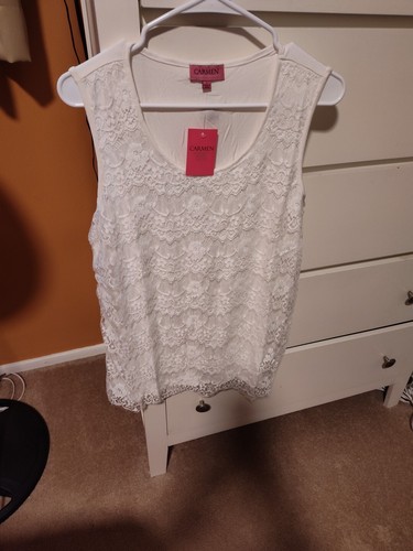 CARMEN MARC VALVO WOMENS LACE TANK SIZE LARGE NEW 280128 - Picture 12 of 18
