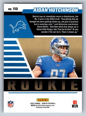 2022 Zenith #113 Aidan Hutchinson Red Zone | eBay