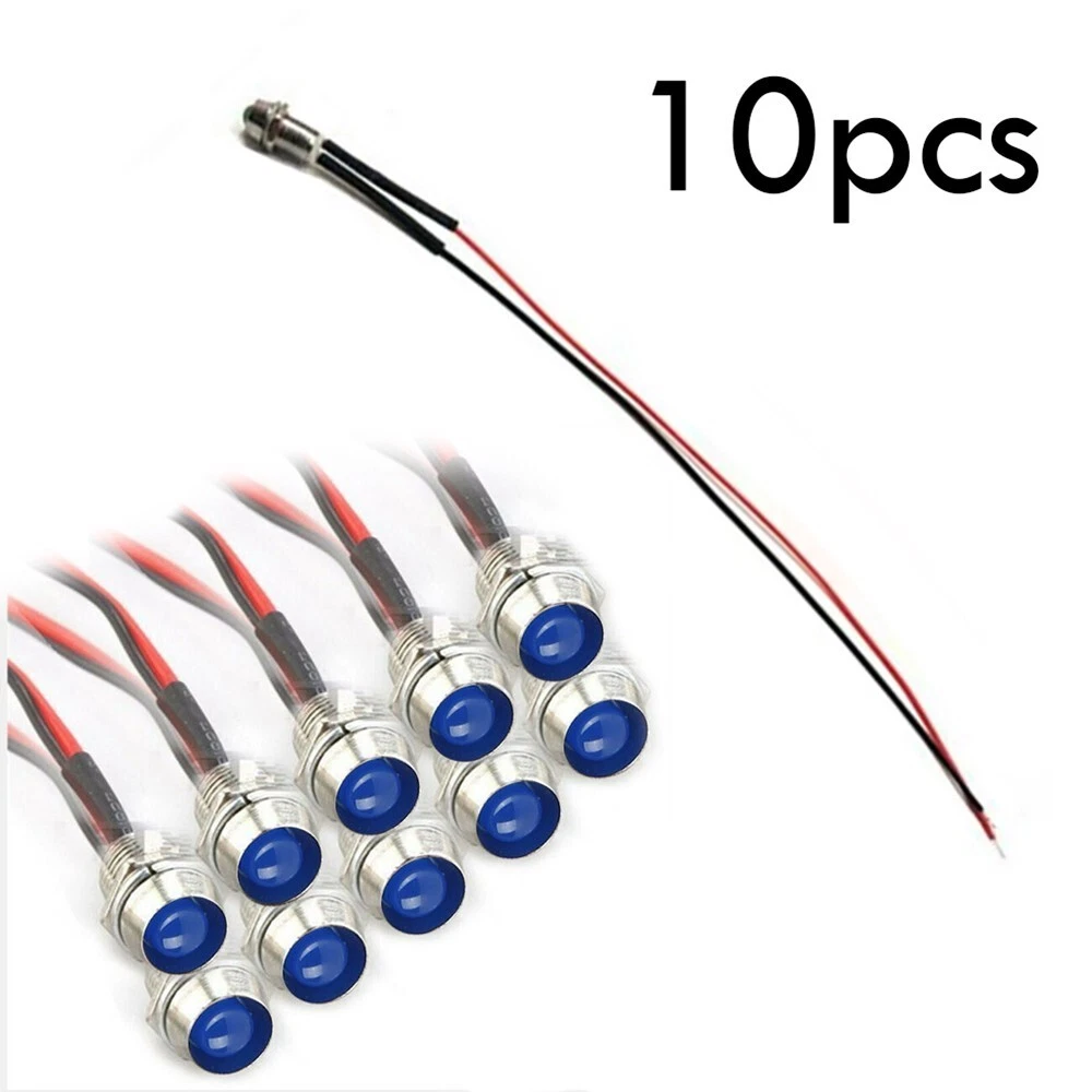 Vibrant Blue 8mm LED Indicator Light Waterproof Lamp for Car Truck