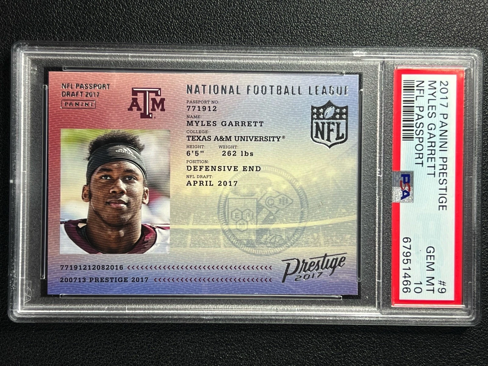 Myles Garrett Panini Prestige NFL Passport #9 Base