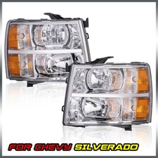 Fit For 07-14 Chevy Silverado Headlight Lamp Amber Corner Chrome Housing Fit For 07-14 Chevy Silverado Headlight Lamp Amber Corner Chrome Housing