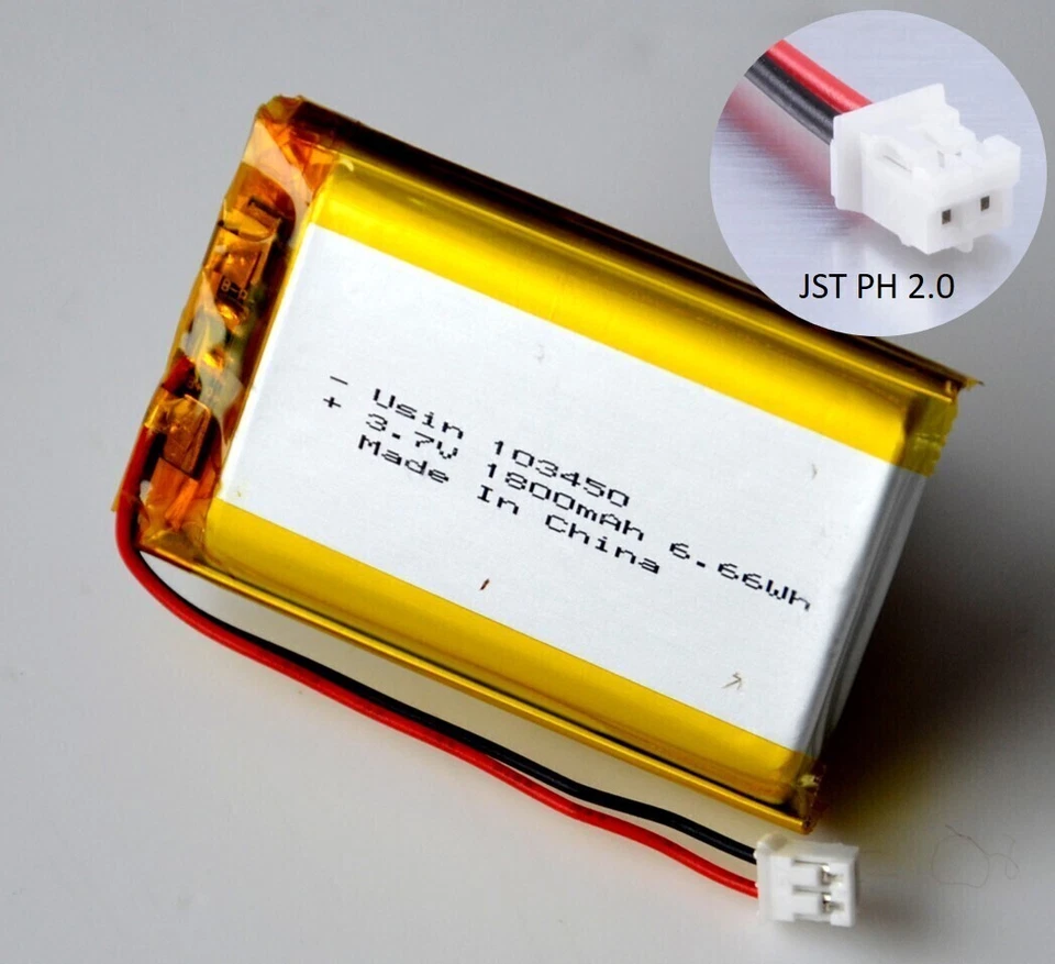 103450 LiPo Batterie Akku 1800mAh 3.7V  JST PH 2.0 Stecker für Navi, GPS,... - Bild 3 von 4