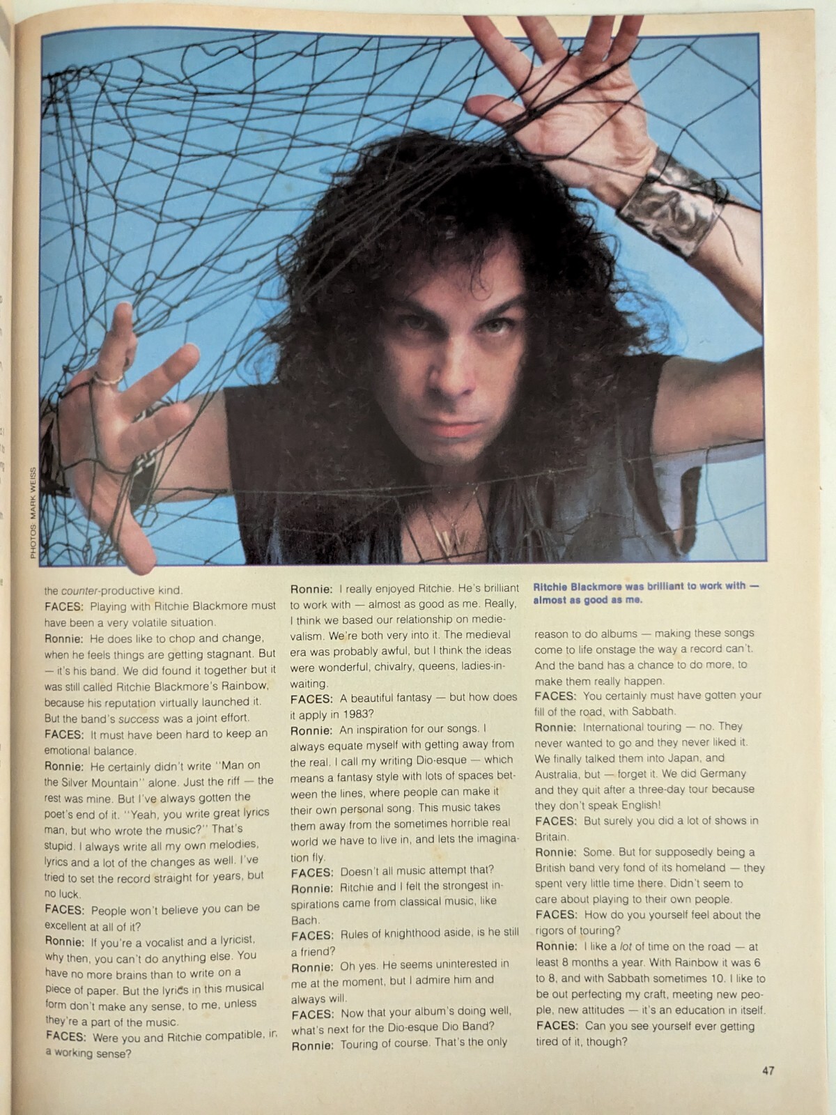 Faces Rocks Magazine November 1983 1st Issue! Police, Ozzy, AC/DC, Dio ...