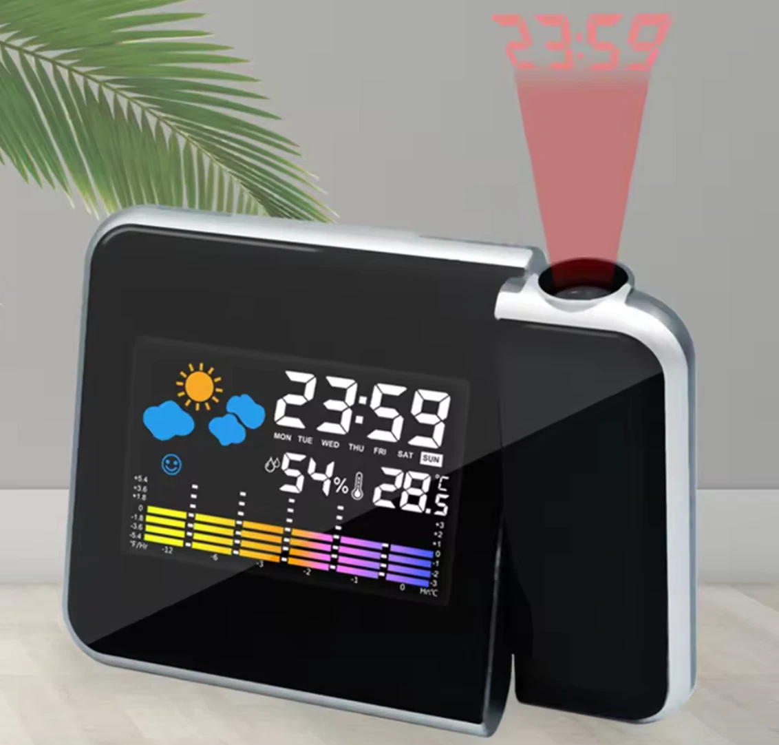 Sveglia Con Proiezione Digitale, Orologio Con Radio FM E Allarme Settimanale, Stazione Meteo Con Proiezione A Soffitto, Regolazione Luminosità E Funzione Risparmio Energetico