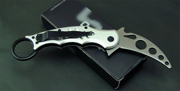 Cuchillo de Entrenamiento Entrenador con Mango de Aluminio Sable Plegable Nueva Hoja de Metal Karambit- Foto 4 de 4