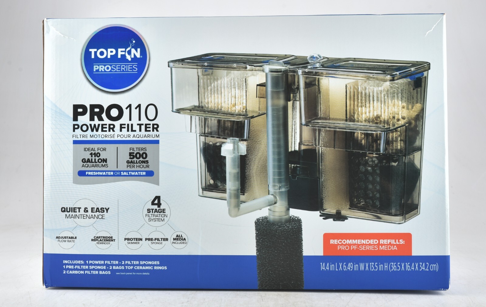 *TOP FIN Pro Series Pro 110 4 Stage Power Filter for 110 Gal. Aquariums