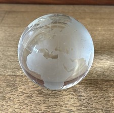 Vintage Glass World Globe Paperweight Frosted Glass Continents.