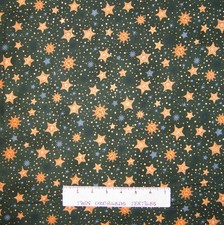 Christmas Fabric - Radiant Holiday Gold Star on Dark Green - Robert Kaufman YARD