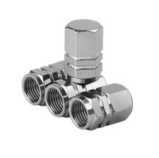 4x Hexagon Aluminum Tire Valve Stem Cap F Car Motorcycle Bike - Titanium Gray
