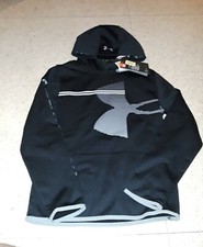 NWT UNDER ARMOUR BOYS BLACK WHITE PULLOVER HOODIE HOODY Sz S