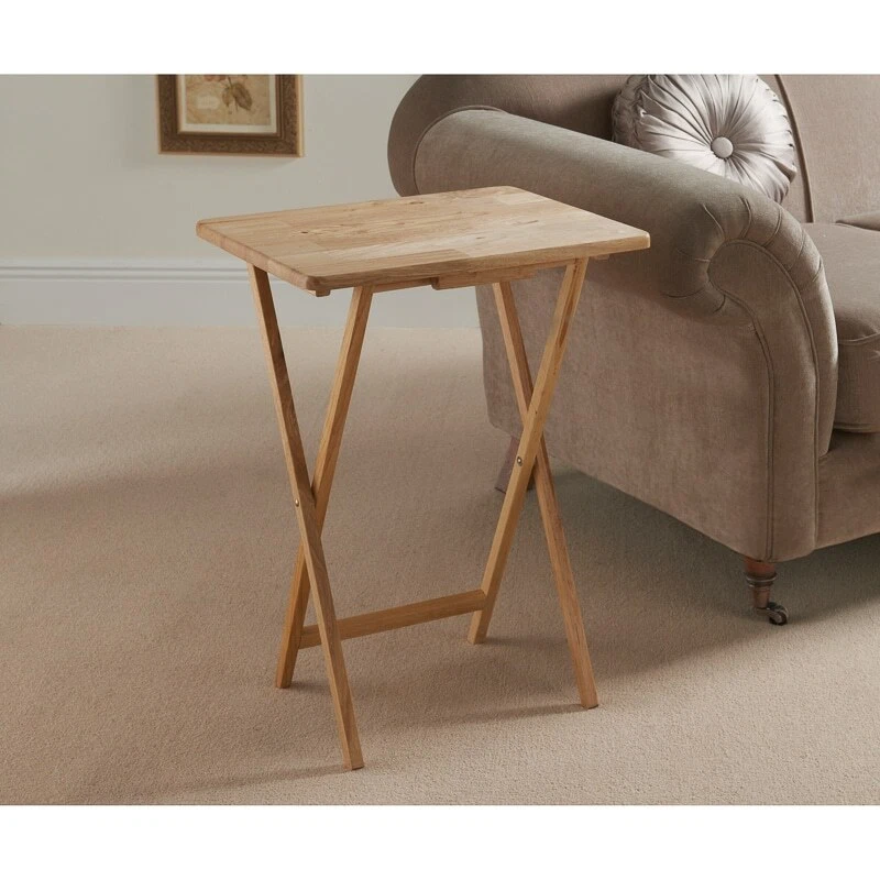 Folding Snack Table Wooden Side Natural Fold Desk Foldable Portable Dining Home