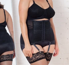 Rago 21 Girdle Waist Cincher w/Garters Black M