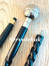 Canne De Marche Pliante En Bois Massif Vintage Antique Avec Poignée En Laiton