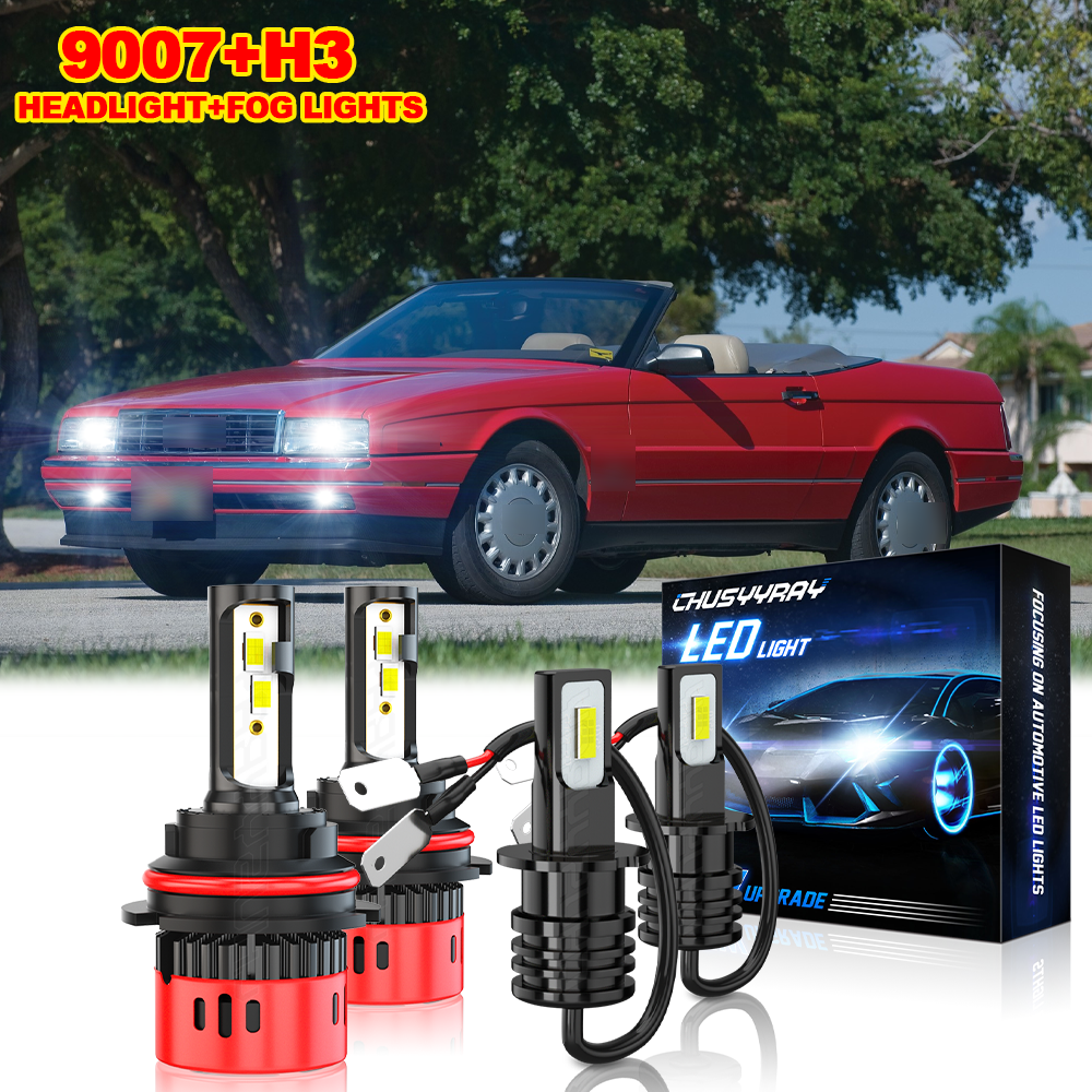 For Cadillac Allante 1987-1993 6000K LED Headlights + Fog Lights