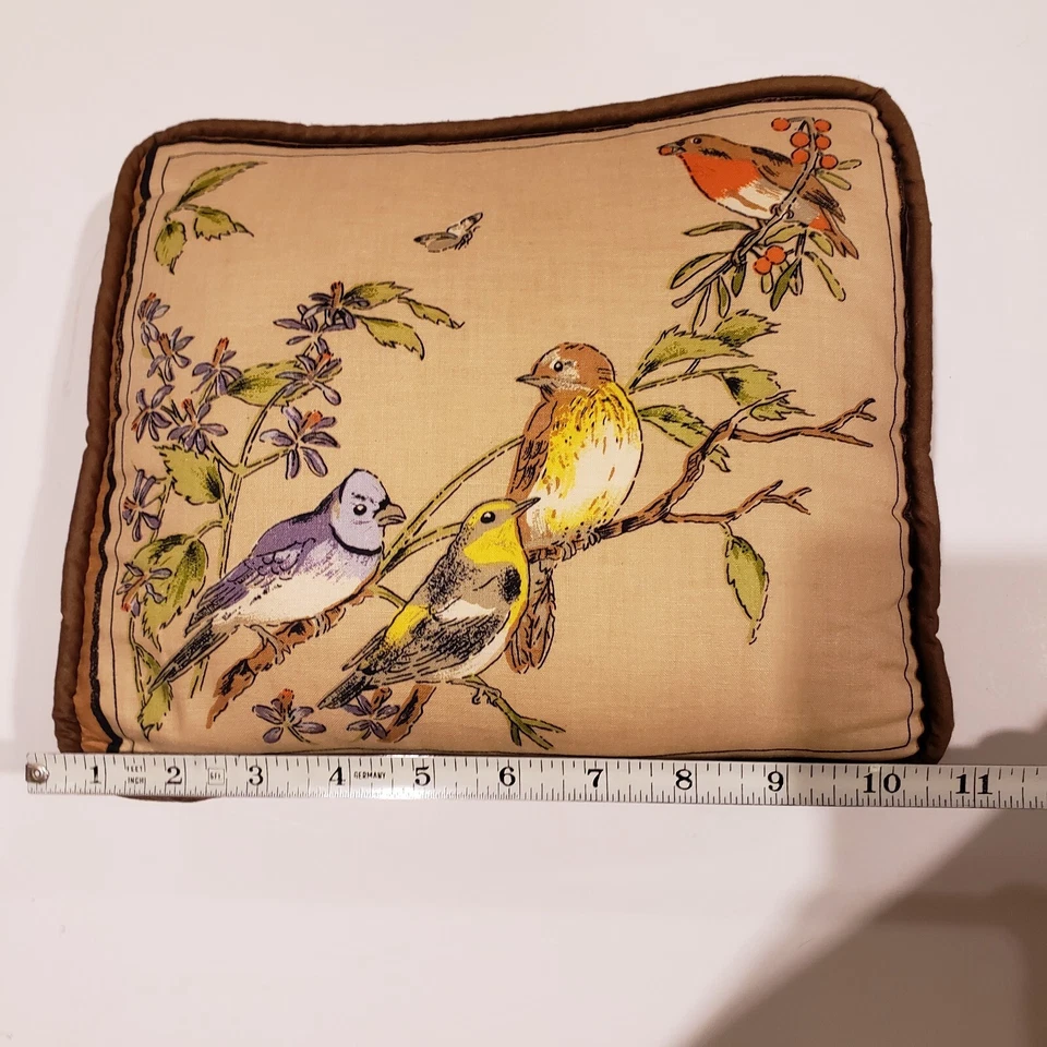 Vintage Birds Accent Pillow Reversible Handmade Farmhouse Cottagecore Decor  - Image 4 of 4