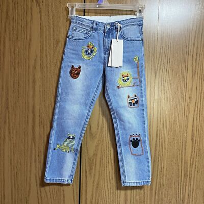 NWT Stella McCartney Girl s 6 Wild Cat Embroidered Jeans