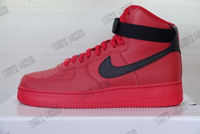 Nike Air Force 1 High Leather Red Black Swoosh Nike ID Authentic Classic