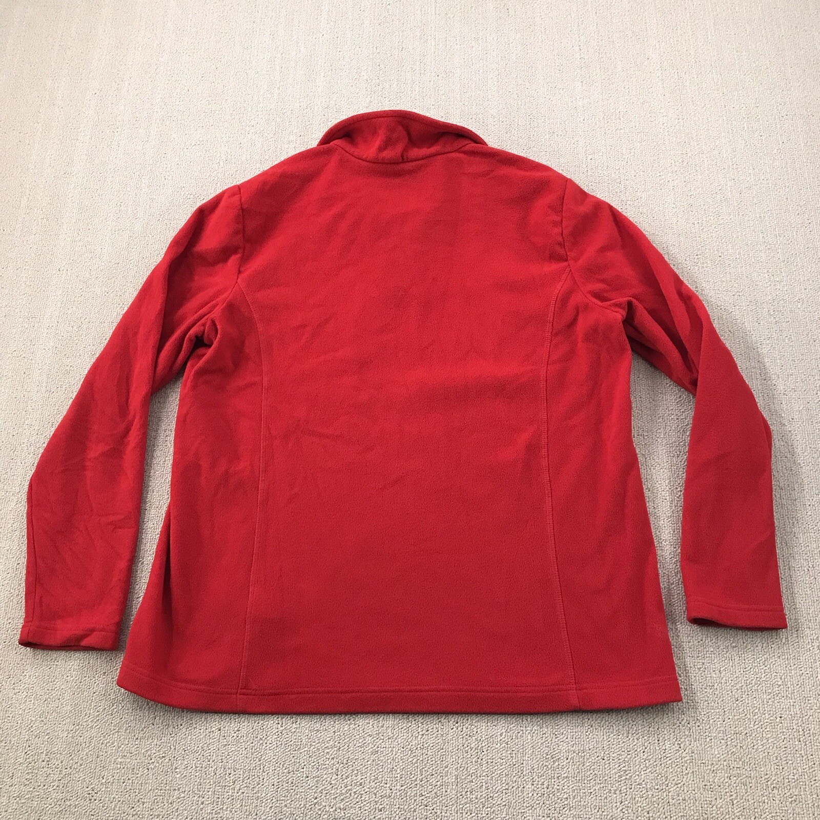 Lands End Women's Sweater Size Large Red Fleece 1/4 Zip Pullover Mock