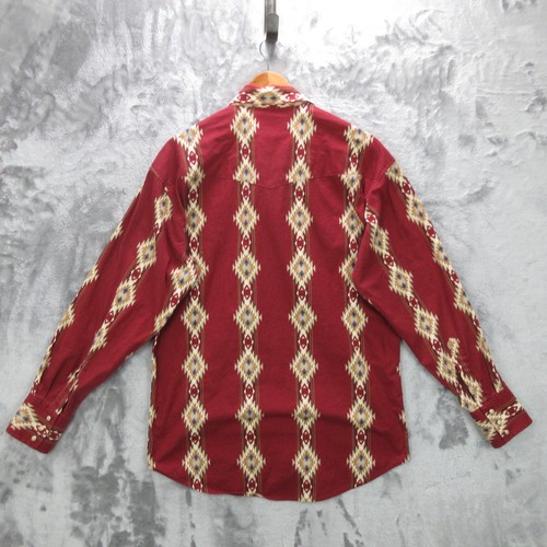 Wrangler Shirt Men's Medium Maroon Western Pearl Snap Aztec Cowboy - Picture 11 of 16