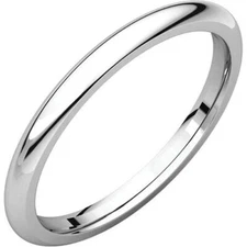 2mm 14K Solid White Gold Plain Dome Half Round Comfort Fit Wedding Band Ring New