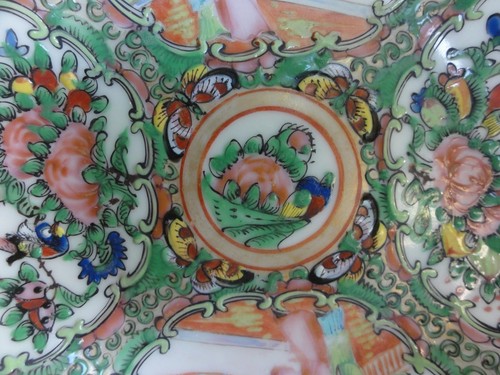 "Antigua placa de medallón rosa porcelana china 5 9/16" - Imagen 7 de 12