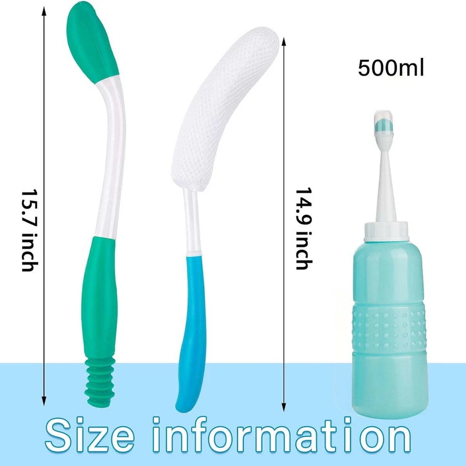 Toilet Aid Set for Wiping,Long Handle Butt Wiper Body Shower Brush & Toilet Aids - Image 3 of 4