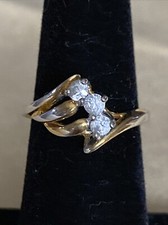 Vtg 18KT GE PAD Open Work Gold Electronic Plated CZ Cocktail Ring Size 6