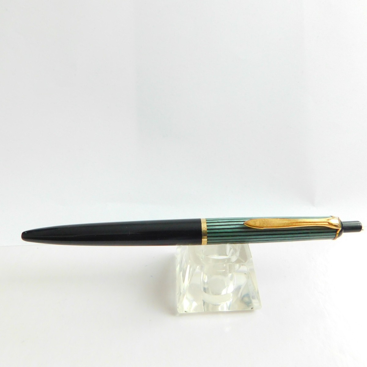 Vintage PELIKAN 355 Green Strited and Gold Trim Ballpoint Pen