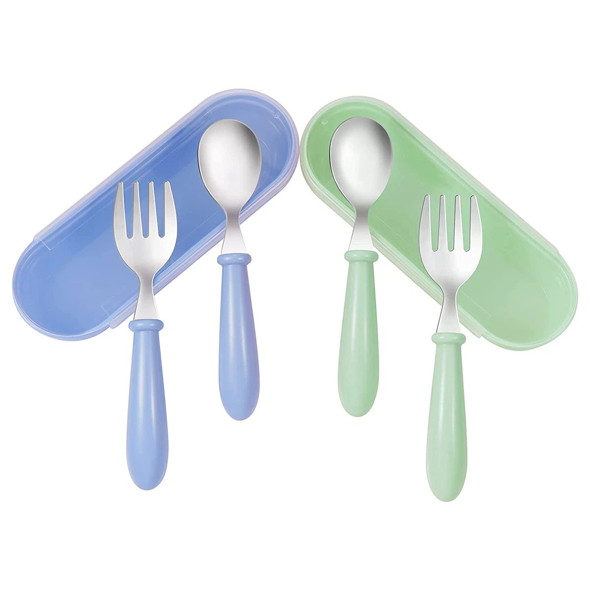 Toddler Utensils Baby Spoons & Baby Forks Set with Baby Utensils CASE, Toddler